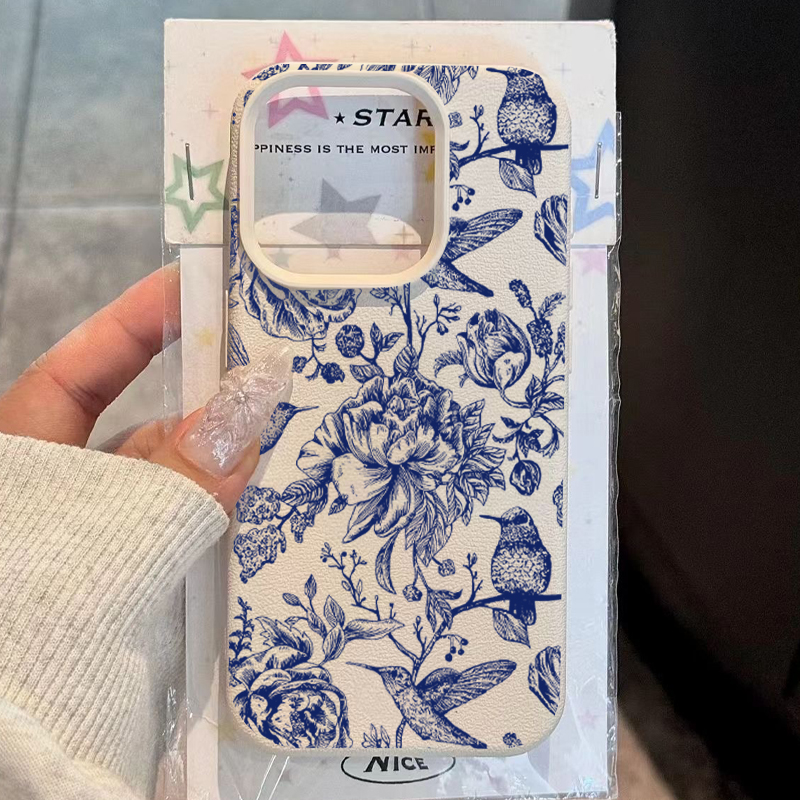 Phone Cases Dior - Blue Retro Floral Bird Pattern Phone