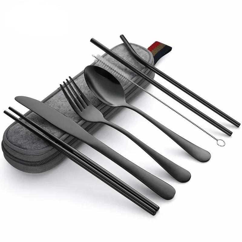 Phone Cases The Dairy - 8Pcs/set Tableware Reusable Travel Cutlery Set