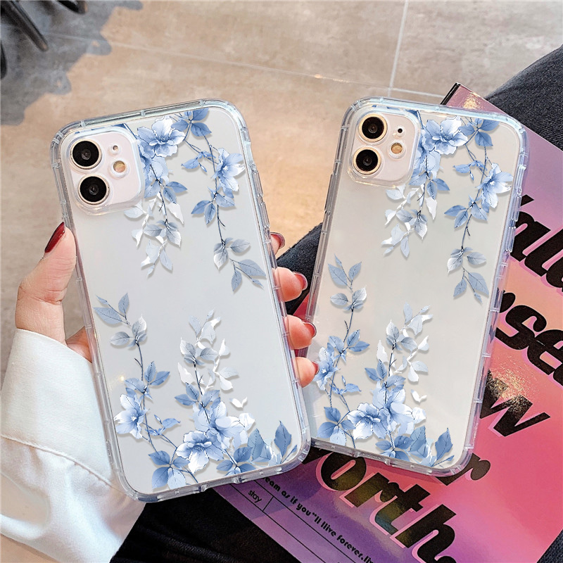 Phone Cases Transparent - Blue Flower Transparent Phone Case For